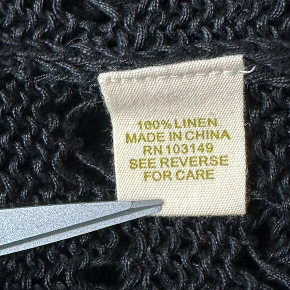 Shae Sweater Womens Small Black Open Knit Top 100% Linen V-Neck Beachy Grunge‎ - Picture 7 of 8
